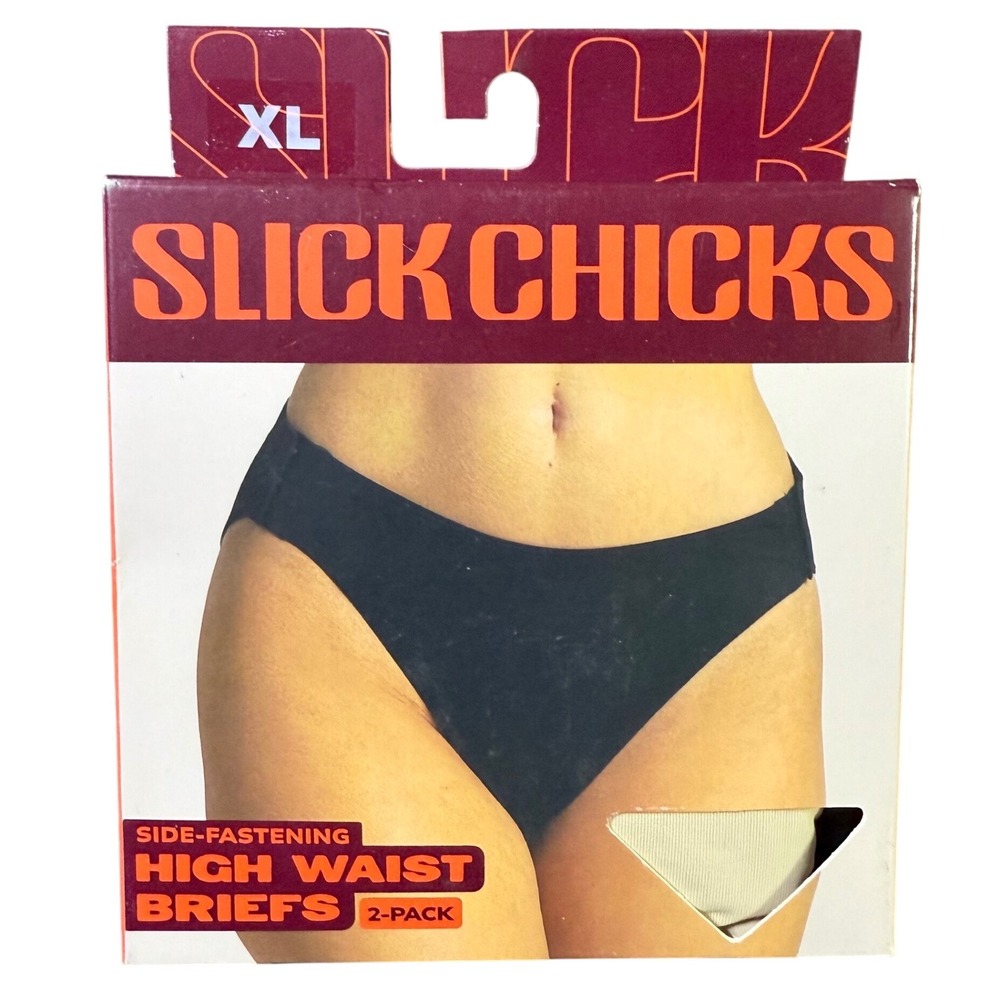 Slick Chicks High Waist Briefs 2 Pack Black Beige‎ Size XL Women Owned